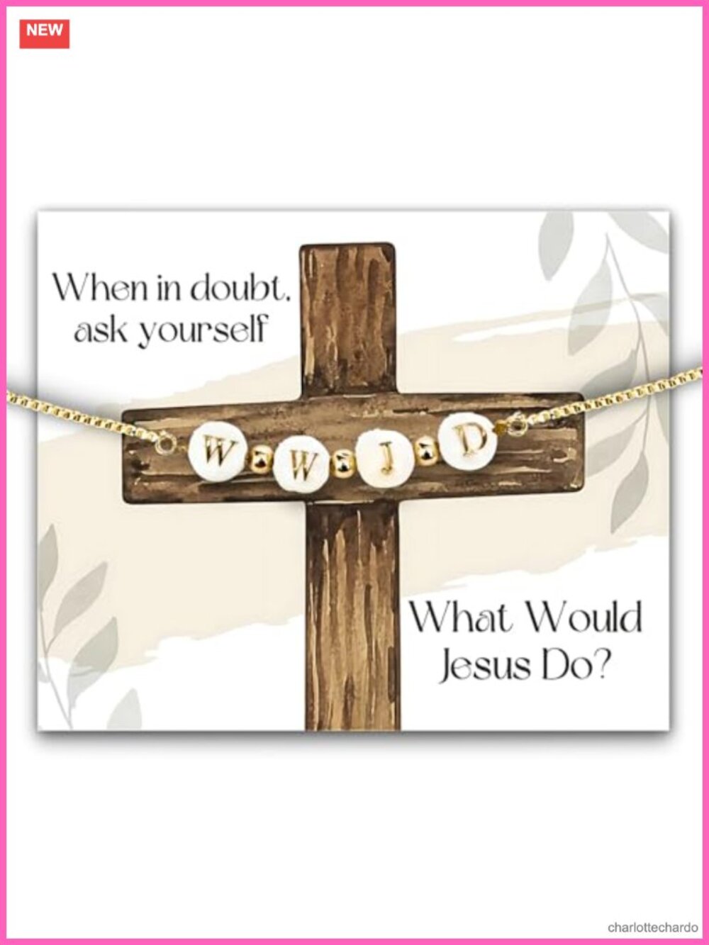WWJD Bracelet Gold-Plated Shell Beads Adjustable Spiritual Gift